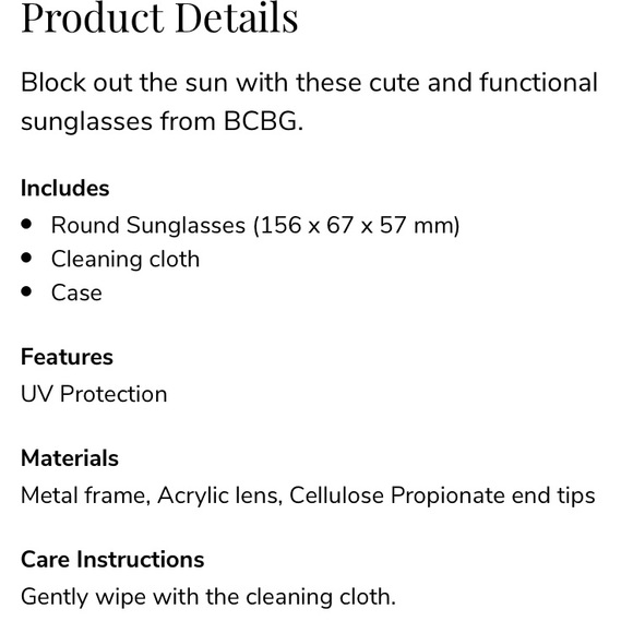 SOLD: NWT: BCBG Max Azria Round Sunglasses - Picture 2 of 4